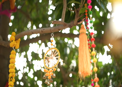 A Slow Motion Shot of an Indian Wedding Venue Decoration in India