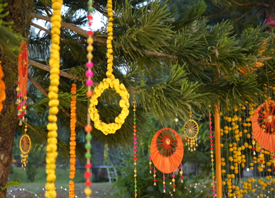 A Slow Motion Shot of an Indian Wedding Venue Decoration in India