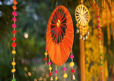 A Slow Motion Shot of an Indian Wedding Venue Decoration in India