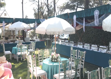 A Slow Motion Shot of an Indian Wedding Venue Decoration in India