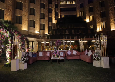 A Slow Motion Shot of an Indian Wedding Venue Decoration in India