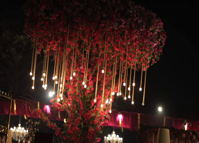 A Slow Motion Shot of an Indian Wedding Venue Decoration in India