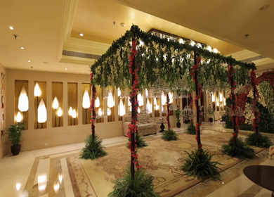 A Slow Motion Shot of an Indian Wedding Venue Decoration in India