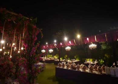A Slow Motion Shot of an Indian Wedding Venue Decoration in India