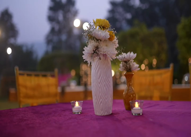 A Slow Motion Shot of an Indian Wedding Venue Decoration in India