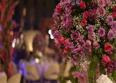 A Slow Motion Shot of an Indian Wedding Venue Decoration in India