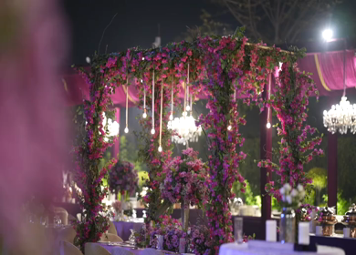 A Slow Motion Shot of an Indian Wedding Venue Decoration in India