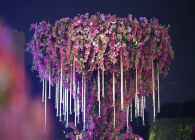 A Slow Motion Shot of an Indian Wedding Venue Decoration in India