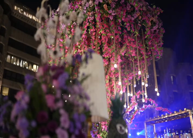 A Slow Motion Shot of an Indian Wedding Venue Decoration in India