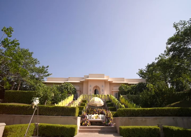 A Slow Motion Shot of an Indian Wedding Venue Decoration in India