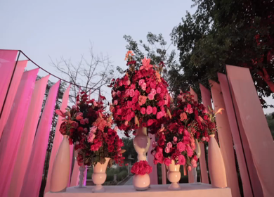 A Slow Motion Shot of an Indian Wedding Venue Decoration in India