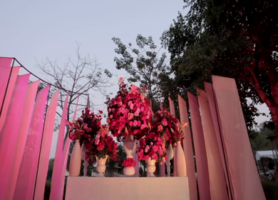 A Slow Motion Shot of an Indian Wedding Venue Decoration in India