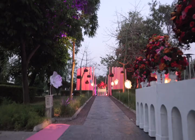 A Slow Motion Shot of an Indian Wedding Venue Decoration in India