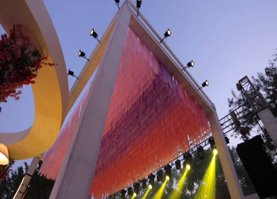 A Slow Motion Shot of an Indian Wedding Venue Decoration in India