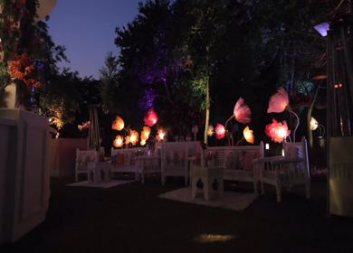 A Slow Motion Shot of an Indian Wedding Venue Decoration in India