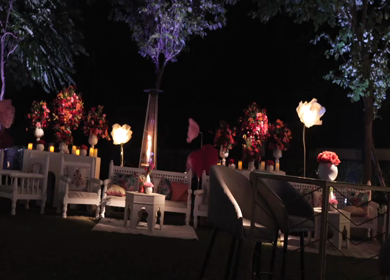 A Slow Motion Shot of an Indian Wedding Venue Decoration in India
