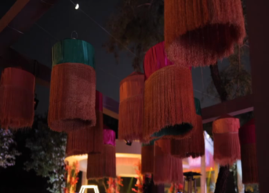 A Slow Motion Shot of an Indian Wedding Venue Decoration in India