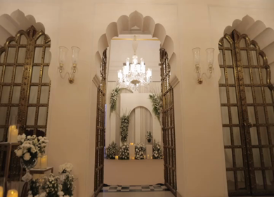 A Slow Motion Shot of an Indian Wedding Venue Decoration in India
