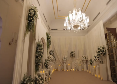 A Slow Motion Shot of an Indian Wedding Venue Decoration in India
