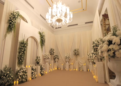 A Slow Motion Shot of an Indian Wedding Venue Decoration in India