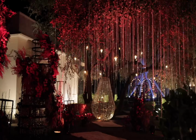 A Slow Motion Shot of an Indian Wedding Venue Decoration in India