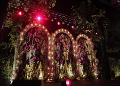 A Slow Motion Shot of an Indian Wedding Venue Decoration in India