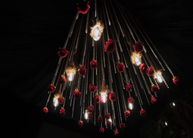 A Slow Motion Shot of an Indian Wedding Venue Decoration in India