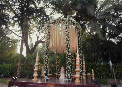 A Slow Motion Shot of an Indian Wedding Venue Decoration in India