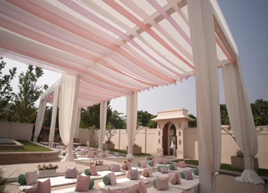 A Slow Motion Shot of an Indian Wedding Venue Decoration in India