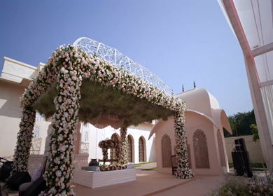A Slow Motion Shot of an Indian Wedding Venue Decoration in India