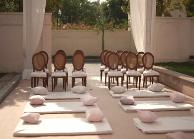 A Slow Motion Shot of an Indian Wedding Venue Decoration in India