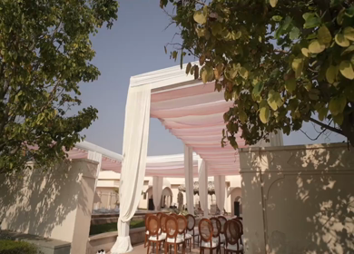 A Slow Motion Shot of an Indian Wedding Venue Decoration in India