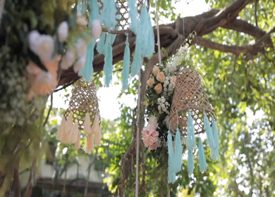 A Slow Motion Shot of an Indian Wedding Venue Decoration in India