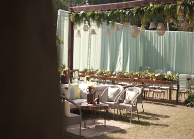 A Slow Motion Shot of an Indian Wedding Venue Decoration in India