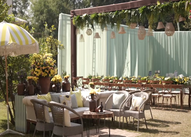 A Slow Motion Shot of an Indian Wedding Venue Decoration in India