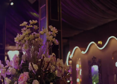 A Slow Motion Shot of an Indian Wedding Venue Decoration in India