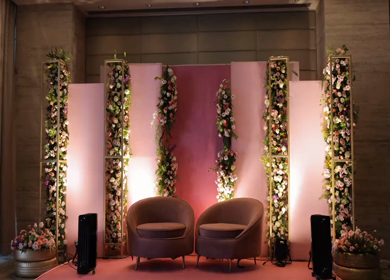 A Slow Motion Shot of an Indian Wedding Venue Decoration in India