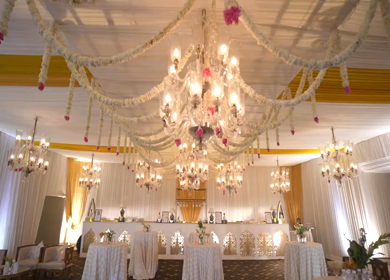 A Slow Motion Shot of an Indian Wedding Venue Decoration in India