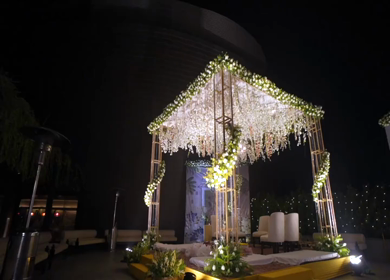 A Slow Motion Shot of an Indian Wedding Venue Decoration in India