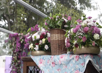 A Slow Motion Shot of an Indian Wedding Venue Decoration in India