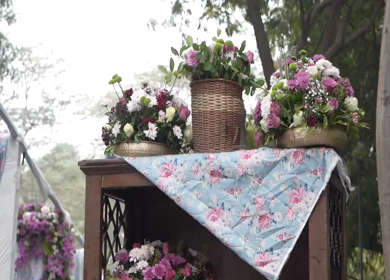 A Slow Motion Shot of an Indian Wedding Venue Decoration in India