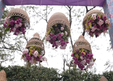 A Slow Motion Shot of an Indian Wedding Venue Decoration in India