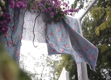 A Slow Motion Shot of an Indian Wedding Venue Decoration in India