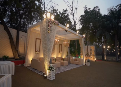 A Slow Motion Shot of an Indian Wedding Venue Decoration in India