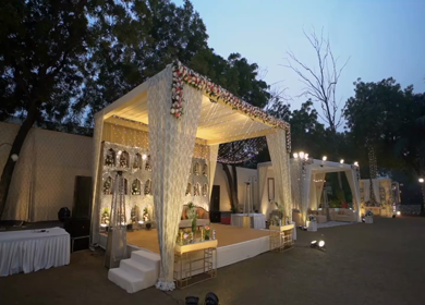 A Slow Motion Shot of an Indian Wedding Venue Decoration in India