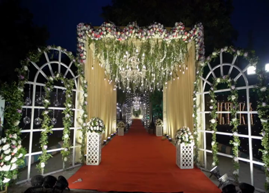 A Slow Motion Shot of an Indian Wedding Venue Decoration in India