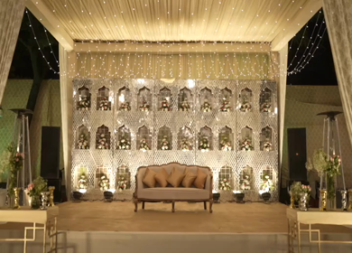 A Slow Motion Shot of an Indian Wedding Venue Decoration in India