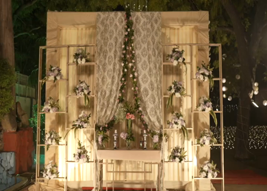 A Slow Motion Shot of an Indian Wedding Venue Decoration in India