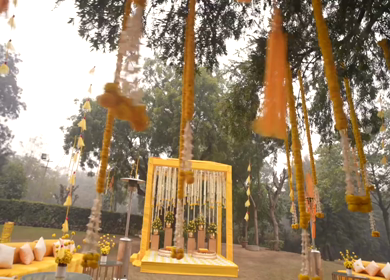 A Slow Motion Shot of an Indian Wedding Venue Decoration in India