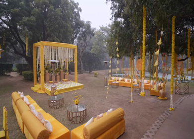 A Slow Motion Shot of an Indian Wedding Venue Decoration in India